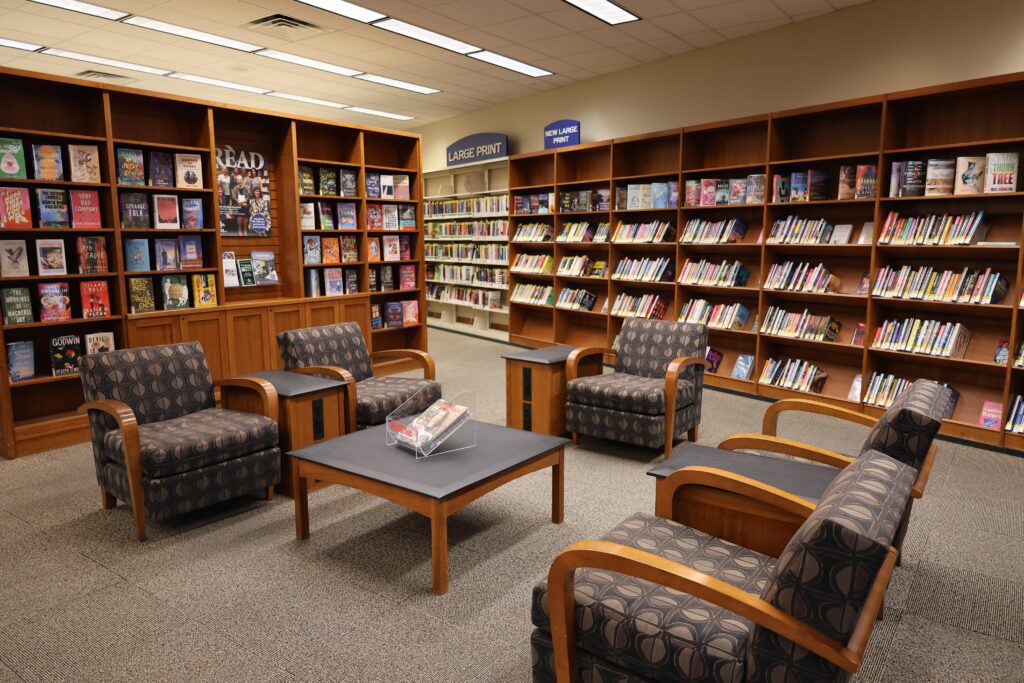 Seating areas at the adult section.