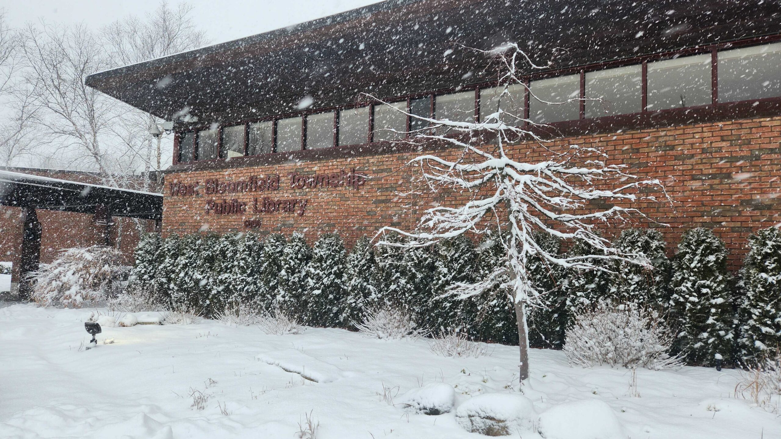 Main Library exterior in winter